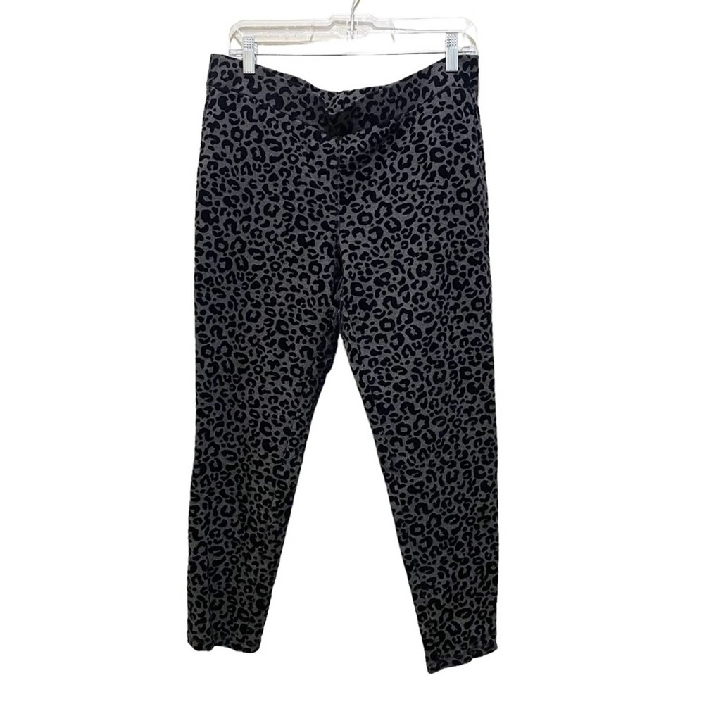 Style & Co Velvet Burnout Leopard Print Legging Pants Gray & Black Size Large